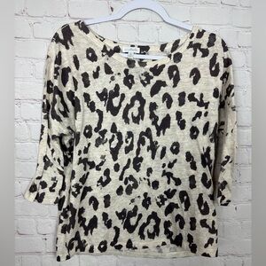 Charming Charlie Art Animal print 3/4 Sleeve knit top‎ shirt blouse, sz M